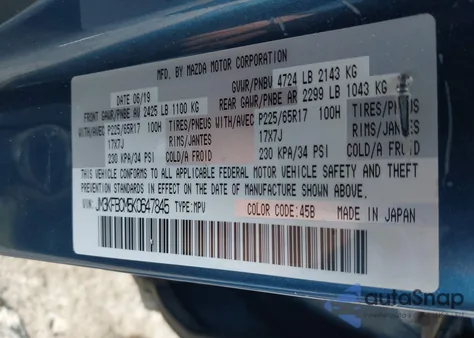 2019 Mazda Cx-5 Touring z USA, uszkodzony, nr VIN JM3KFBCM5K0647845